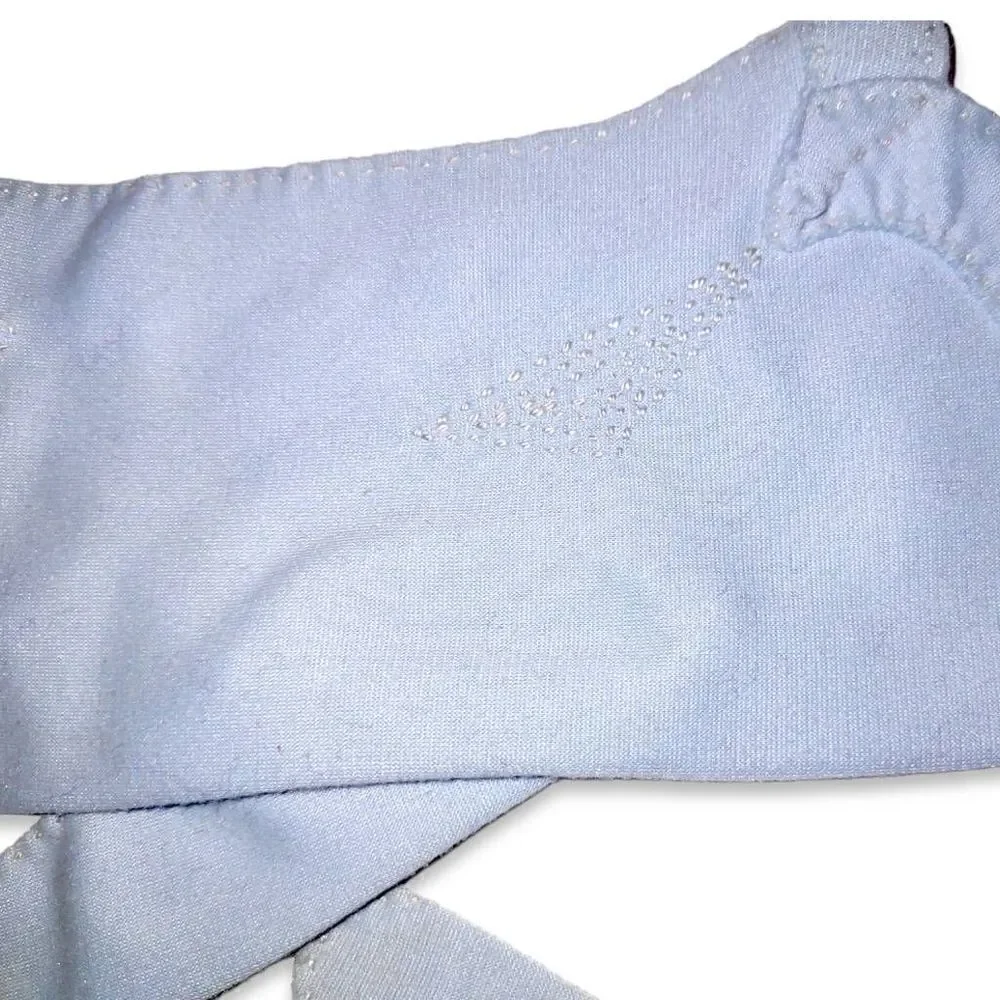 Handmade Blue Women's Gloves Hand Stitched White Thread Diamond Design Vintage 5